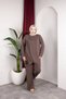 Crew Neck, Shoulder Gathered, Stone Embroidered Double Breasted Tunic and Trousers Two-Piece Set - 2