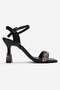 Women's Bow Tie and Stone Heeled Sandals Black Skin - 2