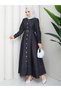 Button Detailed Denim Jeans Hijab Dress Rc6037 - 4
