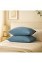 100% Cotton 4 Layer Muslin Sea Blue Color 2 Pieces Pillowcases 50X70 cm - 4