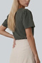 Khaki Boat Neck Shoulder Pleated Knitted Blouse Alc-X15452 - 6
