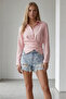 Women's Pink Cross-Tie Detailed Sofia Linen Shirt Alc-X15471 - 2