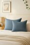 100% Cotton 4 Layer Muslin Sea Blue Color 2 Pieces Pillowcases 50X70 cm - 5