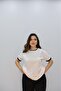 Women's Oversize White Basic T-Shirt with Garnished Collar and Sleeve Detail - 6