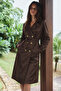 Women's Trendy Double-Breasted Classic Midi Brown Trench Coat with Pockets