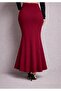 Burgundy High-Waisted Lycra Maxi Length Skirt - 3