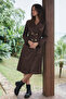 Women's Trendy Double-Breasted Classic Midi Brown Trench Coat with Pockets - 6