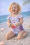 Girl's One-Piece Swimsuit Ruffle Patterned Summer Sea Beach Swimsuit” 3-7 Years Old Sea Pool Beach Wear