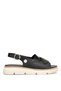 D26Ys-5115 Women's Genuine Leather Flat Sandals Black