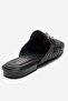 Senia Black Knitted Genuine Leather Buckle Closed-Front Women's Slippers - 5