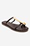 Tessa Brown Genuine Leather Women's Flip Flops with Gold Buckle - 3