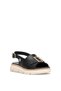 D26Ys-5115 Women's Genuine Leather Flat Sandals Black - 2