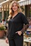 Women's Stylish and Comfortable Cut Black Lace Sleeve Plus Size Blouse - 6