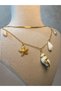 Double Combined Sea Shell Charm Steel Necklace - Gold - 4