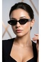Vela Women's Black Retro Narrow Sunglasses – Minimal Thin Frame, Uv400 Protection, 90S Style