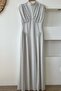 Ecru Waist-Slit Polka Dot Dress