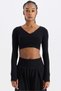 V-Neck Extra Soft Crop Top Black