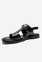 Auren Black Patent Leather Genuine Leather Buckle Women's Sandals - 6
