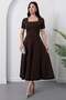 Square Neckline Stoned Short Sleeve Dress 2026-4605 - 5