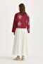 Embroidered Cotton Crop Shirt Burgundy - 4