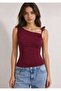 Women's Fitted/Asymmetrical Collar Sleeveless Tie Detailed Stretchy Viscose Blouse 0092 - 3