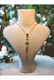 Colorful Stone Y Steel Necklace - Gold - 3