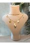 Double Combined Sea Shell Charm Steel Necklace - Gold - 3
