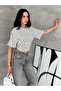 Women's Polka Dot Crop Blouse – Short Sleeve White Stylish Crop Top - 2