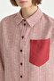Striped Crop Linen Shirt Burgundy - 3