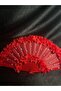 Red Floral Stone Bridal Fan - 2
