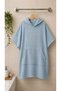Light Blue Hooded Beach and Bath Poncho - Unisex Adult Bathrobe Towel - Made of Defol - 3