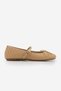 Women's Blunt Toe Bow Detailed Strappy Knitted Patterned Mary Jane Casual Ballerinas Teyra Camel - 4