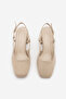 Women's Blunt Toe Thick Heel Open Back Strap Classic Heeled Shoes Likay Beige Suede - 5
