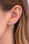 Minimal Face Figured Earrings & Stone Earrings Set – Combination Set (Silver Color) - 3
