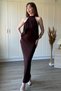 Flowy Halter Neck Midi Brown Dress - 5