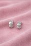 Embossed Half Hoop Earrings with Stones - Modern Form (Silver Color)