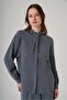 1050 Suit with Stone-Detail Collar and Skirt in Gray