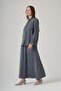 1050 Suit with Stone-Detail Collar and Skirt in Gray - 3