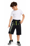 Boy's Changer Shorts with Text Pattern and Zipper Pocket, Navy Blue Color, Combed Cotton Shorts - 2