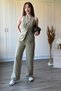 Khaki Trousers and Blouse Set with Linen Front Knot Detail - 5