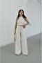 Beige Sims Halter Neck Linen Set - 3