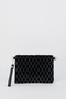 Women's Slim Baklava Silver Stone Suede Portfolio Handbag and Clutch Bag with Ankle Strap and Chain Strap