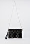 Women's Ring Gold Stone Suede Portfolio Handbag with Ankle Strap and Chain Strap - 4