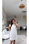 Ecru Collared Basic Dress with Striped Front and Pockets - 5