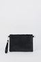 Women's Silver Stone Suede Portfolio Handbag and Clutch Bag with Ankle Strap and Chain Strap