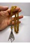 Shaved Ottoman Simile Design Made from Stick Material, Crimped Amber Prayer Beads - 2