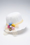 Gift for Girls: Summer Daisy Detailed White Beach Hat |   Boho Style Tulle Detailed Model