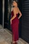 Women's Burgundy Halter Neck Event Dress (4748) - 2