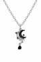 Gothic Moon Figured Black Detailed Silver Color Unisex Necklace - 3