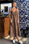 New Season Women's Rope Strap V-Neck Long Leopard Patterned Single Jersey Summer Comfortable Dress - 2